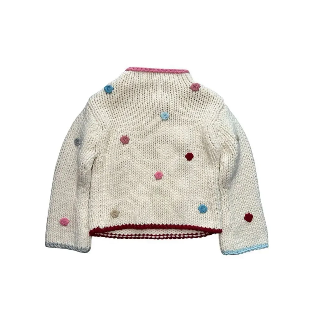Y2K Baby Gap Textured Polka Dot Chunky Knit Sweater Size 2T